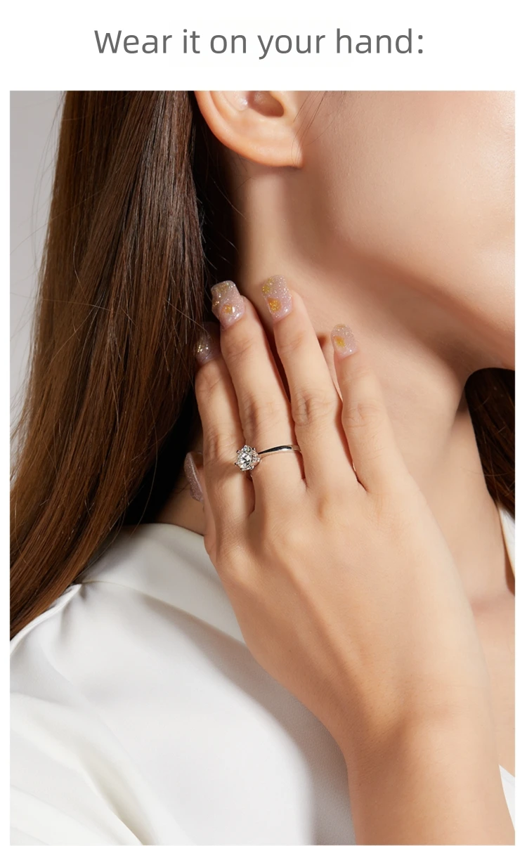 Model wearing Classic Snowflake 1ct lab grown diamond ring, showing the elegant solitaire design on hand