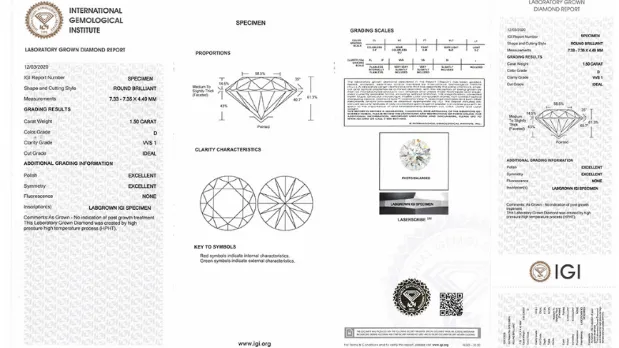 IGI Lab-Grown Diamond Certificate