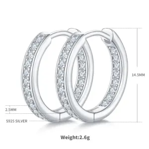 Sterling Silver Lab Created Diamond Huggie Hoops Earrings Main Image
