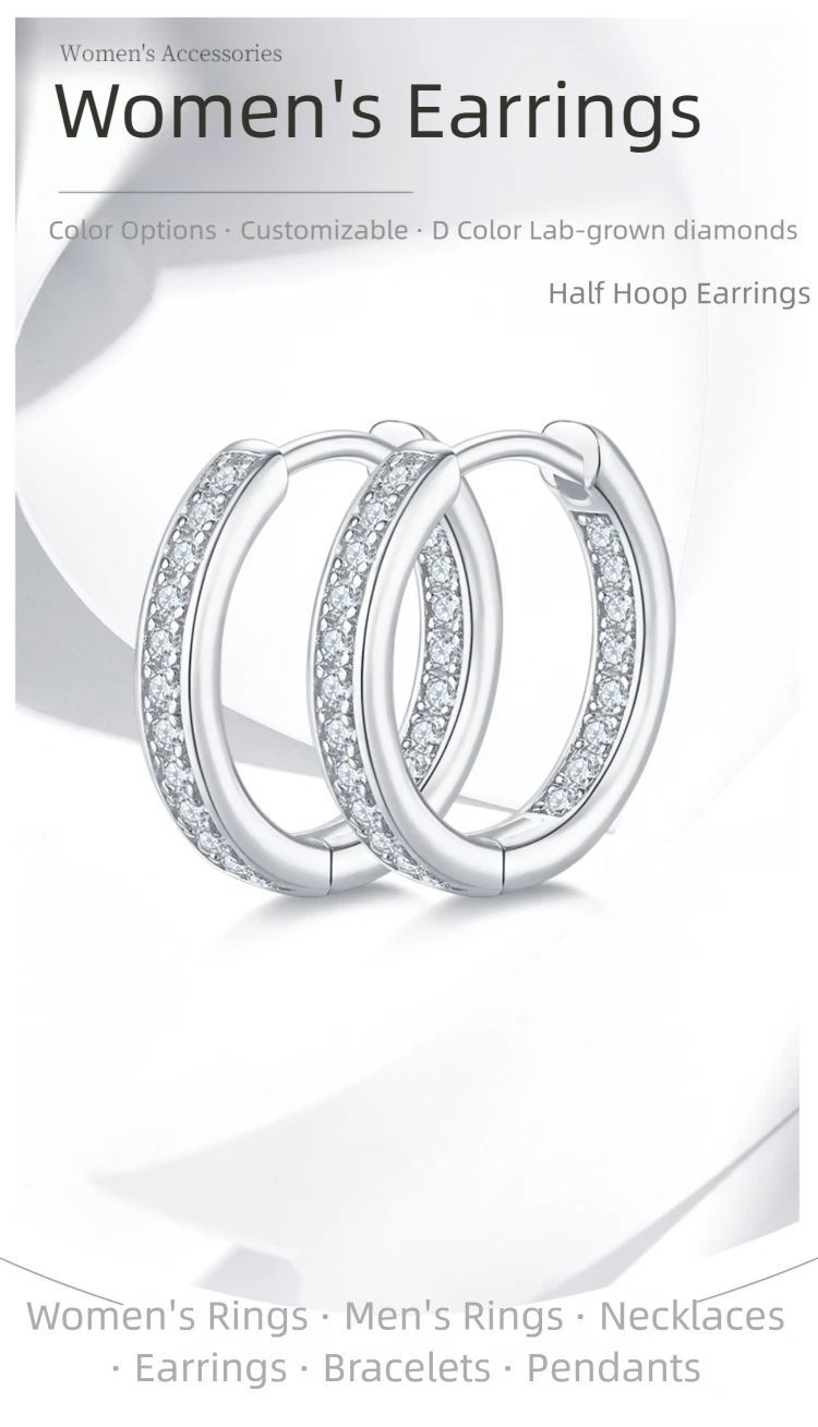 Sterling Silver Lab-Grown Diamond Hoop Earrings - Detailed Image 1