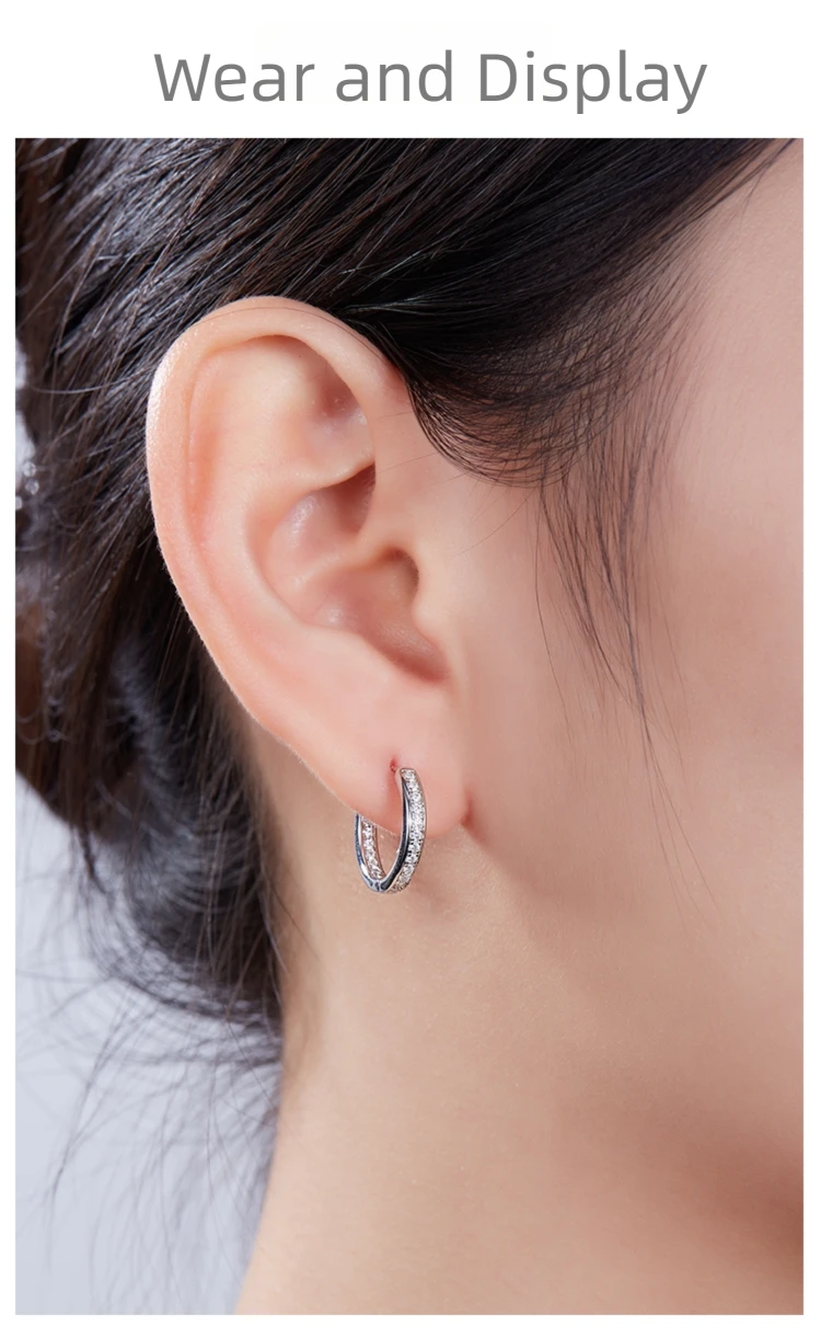 How these sterling silver faux diamond hoop earrings look when worn