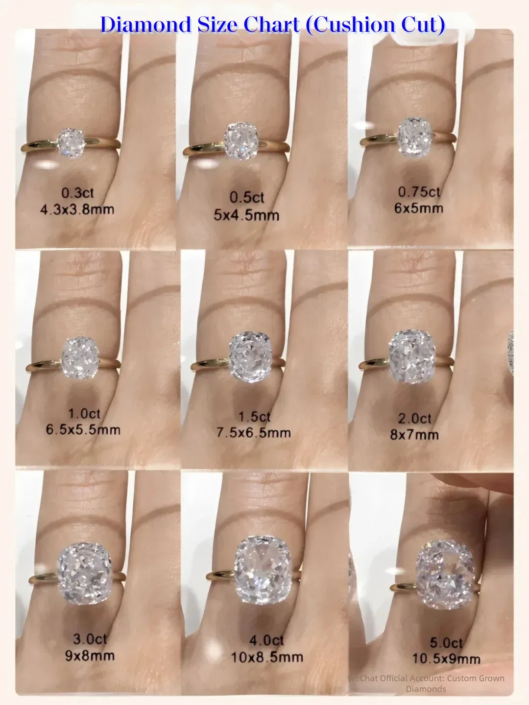 Diamond Size Chart (Cushion Cut)