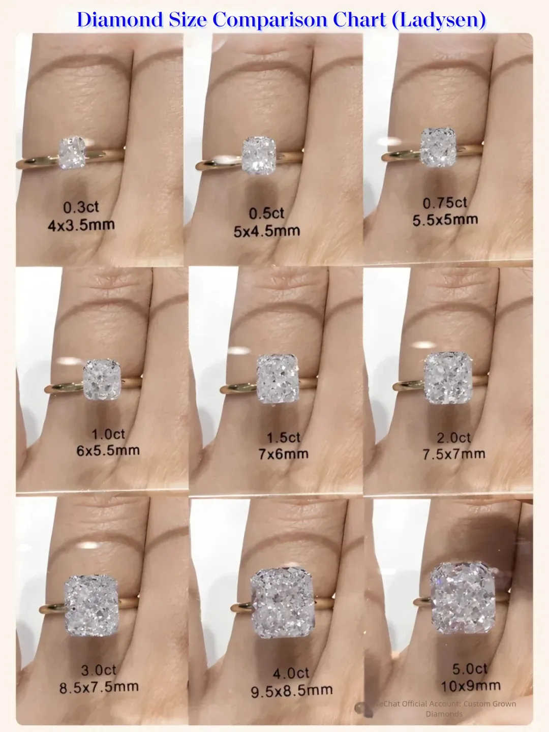 Diamond Size Comparison Chart (Ladysen)