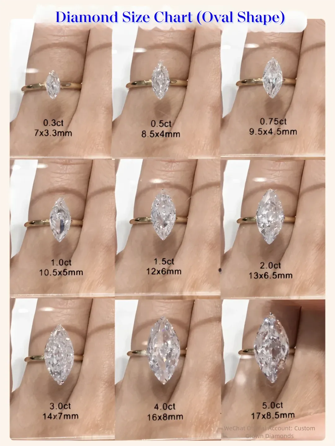 Diamond Size Chart (Oval Shape)